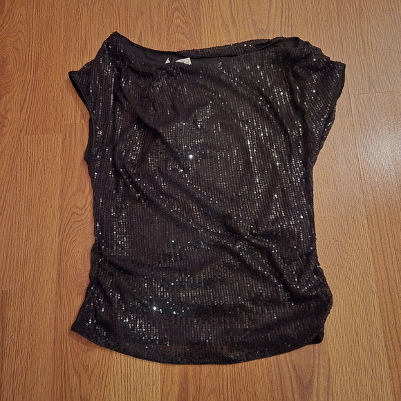 Grace Karin Black Sequin Top One Shoulder NEW - Picture 2 of 4